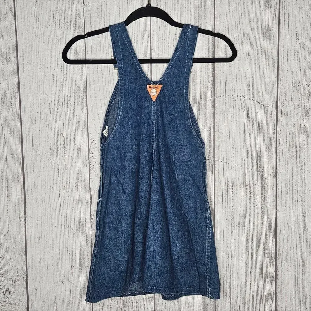 Vintage 70s Darkwash Oshkosh B'gosh Overall Dress, sz approx Med